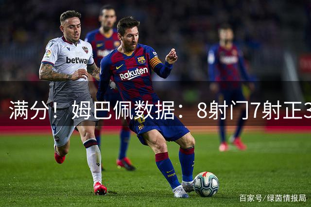 满分！姆巴佩数据：8射门7射正3进球，3次关键传球+92%传球成功率
